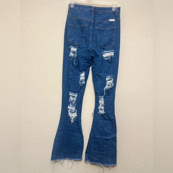Aphrodite Blue Flare Distressed Jeans - Picture 6 of 6